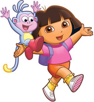 skgraphics 60 cm Dora with monkey wall sticker Self Adhesive Sticker