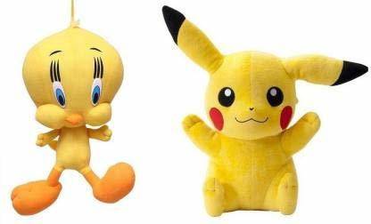 S R Trader Shop Soft toy Tweety mother baby teddy and Pikachu  - 13 cm