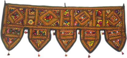 Global Art Traders Beautiful Ethnic Old Banjara Embroidery Work Wall Hanging Door Valance Toran