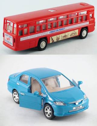 centy Bus And Honda City Car Combo (Pack of 2, Multicolor)