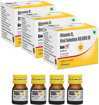 BON DK Shot Sugarfree Vitamin D3 Oral Solution (12 Shots-5ml each) Pineapple Flavour