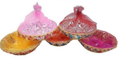 PRANSUNITA Handmade Decorated Gift Basket with Readymade Net Packing – (Size 9 inch round)