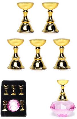 colour"s professional Nail Art Practice Stand Magnetic Nail Stand for Nail Salon,1 set,pink Crystal golden