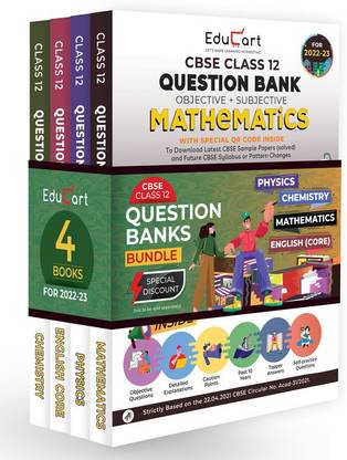 Educart CBSE Class 12 Maths, Physics, Chemistry & English Question Banks For 2022-23 (OLD)