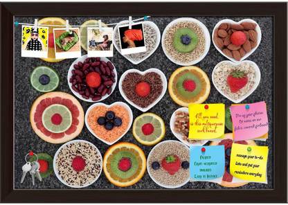 Artzfolio Food Selection Abstract Design Notice Pin Board Soft Board with Push Pins Cork Bulletin Board