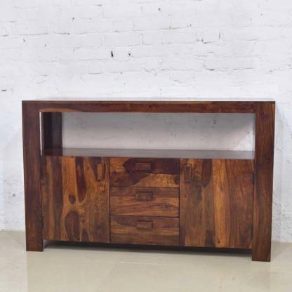 mk furniture Sheesham Wood Sideboard Cabinet For Home (Finish-Provincial Finish, Knock Down) Solid Wood Free Standing Sideboard