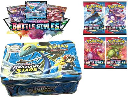 Bestie Toys Pokemon Cards Sword And Shield Brilliant Stars Basic Vmax Cards With 4 Booster