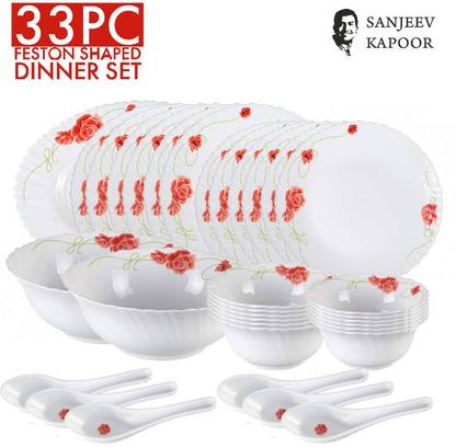 Sanjeev Kapoor Pack of 33 Glass Dinner Set
