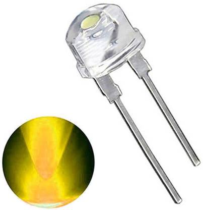 Wizzo (Pack of 50 Pcs) Yellow in Transparent 8mm LED 3V DC 2 Pin (YELLOW) Light Electronic Hobby Kit