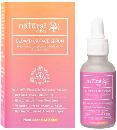 Natural Vibes Glow 'd Up Face Serum with Plant Based Niacinamide, Vitamin C for Glowing Skin