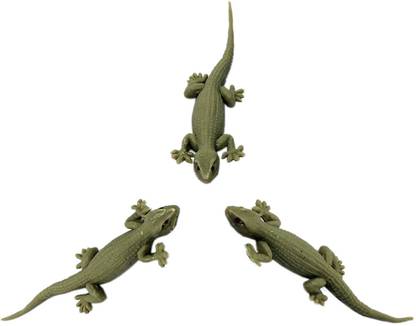 Hetkrishi Kids Scary Fake Lizard Toy Pack Of 3 (Green) Prank Toys Gag Toy