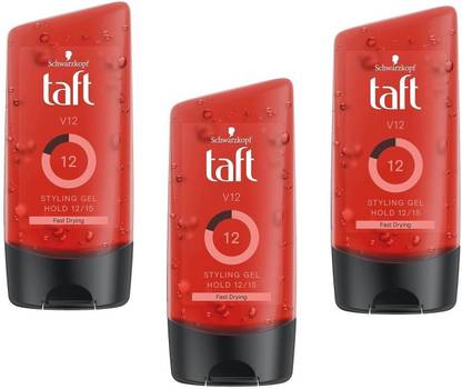 TAFT V12 Styling Gel Hold 12/15- Pack Of 3 (150ml Each) Hair Gel