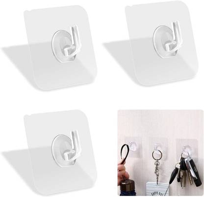 VAVSU Adhesive Wall Hooks, Clear Self Adhesive Hooks Transparent Sticky Towel Hook Hook 6