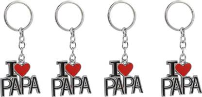 DECCAN I Love Papa Keychain Keyring For Dad Father's Day (Pack of 4) Key Chain