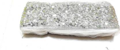 BALA Sequin Lace BA0126 Sequin Border for, Sarees,Blouses, Dupattas,Art and Craft,Pack of 2 mtr (Silver) Lace Reel