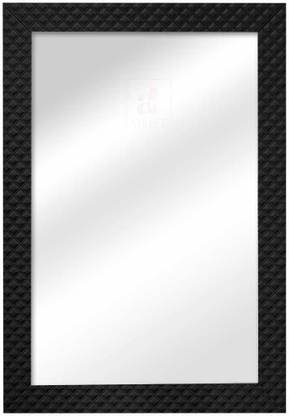 Painting Mantra Stylish Cristal Bar Framed Wall Decor For Living Room (15x21 inch) Black Decorative Mirror