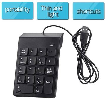 JDS PREMIUM Numeric Keypad Silent 18 Keys USB Numpad, Portable Wired USB Handheld Multi-device Keyboard Compatible with Desktop, Laptop, Mac