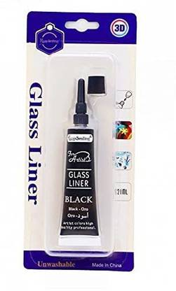 KNAFS Glass Liner Paint Colors 3D Glass Color 21ml x 1 Tubes Black Color
