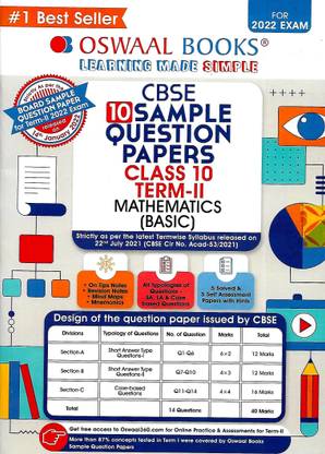 Oswal Cbse 10 Sample Question Papers Mathematics (Basic) Class-10 Term-2 2022 Oswaal Books & Learning Pvt. Ltd