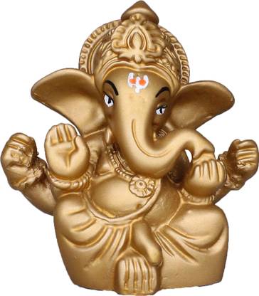 Om ssvmb9 Ganesh Idol For Car Dashborad Ganesh Murti (7x3x6)(Gold Color) Decorative Showpiece  -  7 cm