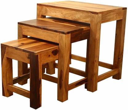 JMKSELLERS Sheesham Wood Nesting Table Set of 3 Stools Solid Wood Side Table