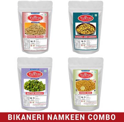 Yuvraj Food Product Chakhna mix Khokha bhujiya |channa chur | matar | channa dal ( 350 Gm x 4 )