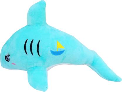 Kraftix Aqua Blue Shark Stuffed Plush Soft Toy Doll Teddy Bear Animal KST190238  - 38 cm