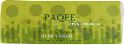 PAQEE Premium Embossed Soft Toilet Roll White (2 Ply, Set of 10) Toilet Paper Roll
