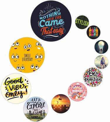 KREEPO Good Vibes Only! Quotes Theme on MDF Round Shape Wall Decor Item 11pcs_k6 Pack of 11