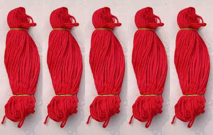 The Home Crafts Macrame 4 mm Nylon 6 ply Thread/Cord for Macrame Craft Project (RED, 5)