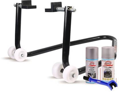 Grandbiker Rear Wheel Paddock Stand Extra Strong with Swing Arm Rest Universal for Bajaj RS200 (Black) with 150 ML Chain Cleaner Combo Combo