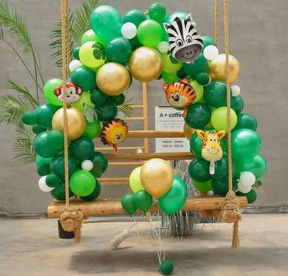 Bash N Splash Printed Jungle Safari Theme Birthday Balloon animal Tiger Giraffe monkey zebra Lion Balloon
