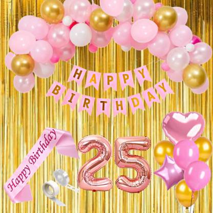 FLICK IN Happy Birthday Decoration 25th Birthday Decorations for Girls Number 25 Balloon
