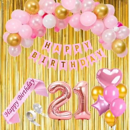 FLICK IN Happy Birthday Decoration 21st Birthday Decorations for Girls Number 21 Balloon