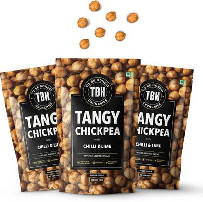 To Be Honest Real Vegetable Vacuum Cooked Chips, Tangy Chickpea with Chilli & Lime, Tasty with High Dietary Fiber and Nutrient Content, Gluten-Free Snack, 110 gm Each - Pack of 3 Chips