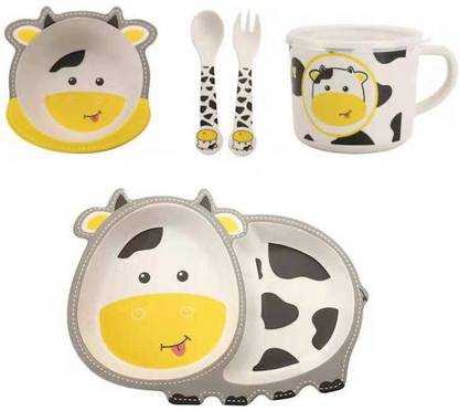 TeamAlfa Pack of 5 Bamboo TeamAlfa Bamboo Baby Tableware Set, Eco Friendly Bamboo Fiber Dinner Set Dinner Set