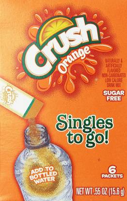 CRUSH Sugar Free Orange Flavor 6 Drink Mix Packets, 15.6g Energy Drink