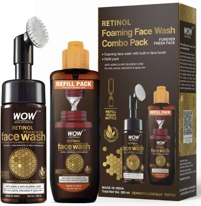 WOW SKIN SCIENCE Retinol Foaming  For Fine Lines, Age Spots & Blemishes - Combo Pack Face Wash