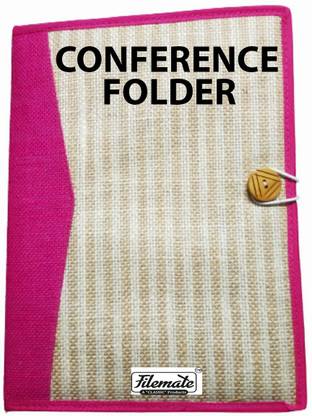 FileMate Office Conference Folder(A4 Size: 13.5 X 10 inch)(Made up of Jute)(Plastic Clip Inside) / File Folder / Meeting Folder