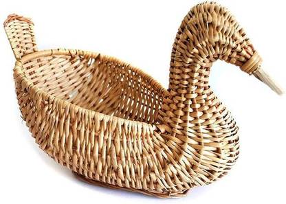 SHRUSTAM Multipurpose Handmade Duck Cane Bamboo Wicker basket for Storage,Gifting Bamboo Fruit & Vegetable Basket
