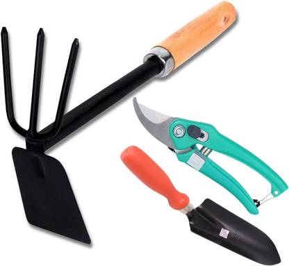 GREEN TOUCH Home Gardening tools combo,gardening hoe with three prong,trowel,pruner Garden Tool Kit