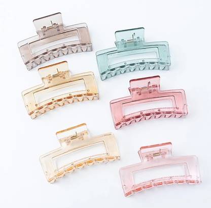Anna Stella 6 Pcs Large Transparent Hair Claw Clips Multicolor Hair Clips Hair Claw