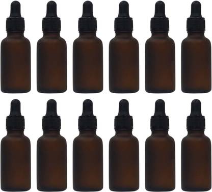 JFA 30 ml Amber Frosted Glass Bottle with Black Dropper (Pack of - 12) Laboratory Dropper Bottle