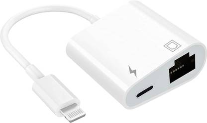 microware Lightning to Ethernet Adapter with RJ45 100Mbps and Charging for iOS12.0 above Wired Ethernet Lan Adapter compatible with Mac