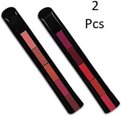 THE NYN Fab Beauty 5 in 1 Sensational Enrich Matte Lipstick, The Red & Nude Pack of 2