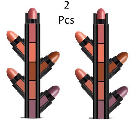 NYN HUDA Insta Beauty 5 in 1 Forever Creamy Matte Lipstick, The Nude Pack of 2