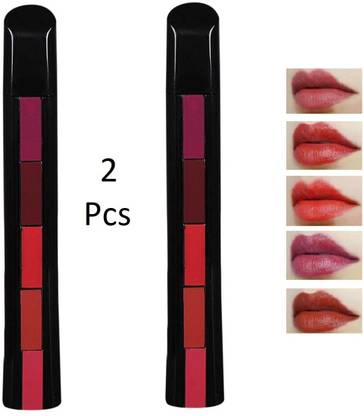 NYN HUDA Insta Beauty 5 in 1 Sensational Creamy Matte Lipstick, The Red Pack of 2