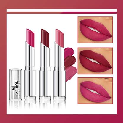 MI FASHION Creme Matte Weightless Long Lasting Lipstick Set of 3 Lip Colors 3.5gm each
