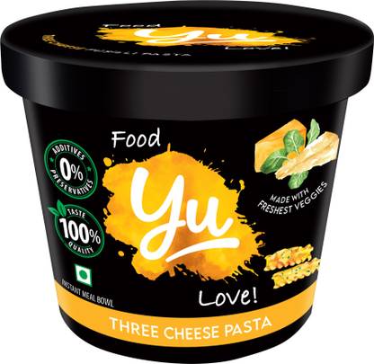 Yu Three Cheese Cup Pasta-Instant Food Ready To Eat in 4 Mins-No Preservatives Pasta