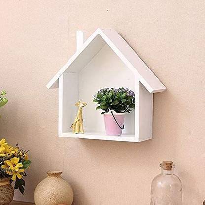 THE PINEWOOD ENTERPRISES Hut Shape Display Shelf,Floating Wall Hanging Shelf Stand Wooden, MDF (Medium Density Fiber) Wall Shelf